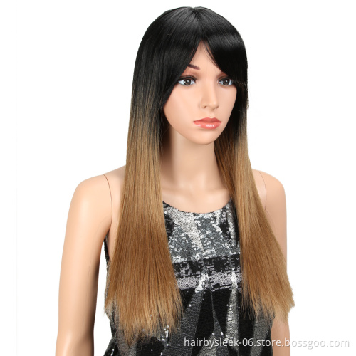 Hot sale 22 inches none lace synthetic wig Beautiful for women ombre color long straight hair wigs synthetic hair